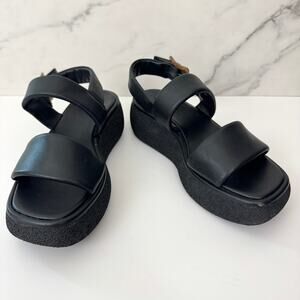 Vince Women Laguna Slingback Platform Sandals Sz 6.5 Cushion Puffy Minimal Black